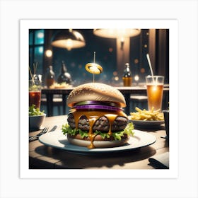 Hamburger On A Plate 118 Art Print