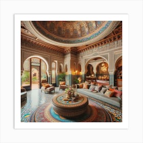 The dining hall in the middle of a traditional Moroccan house 8 Art Print