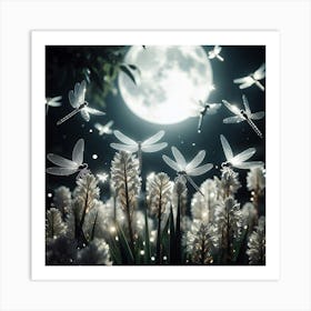 Dragonflies In The Night Art Print