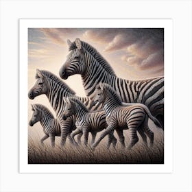 Herd of zebras 3 Art Print