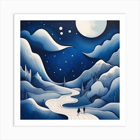 Moonlight In The Mountains Art Print