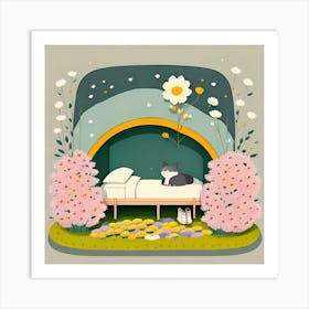 Cat In The Garden Art Print