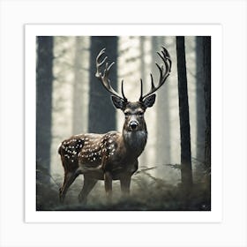 Deer In The Forest 68 Art Print