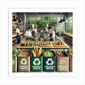 A Scene Of A Modern Restaurant Kitchen Emphasizing Art Print