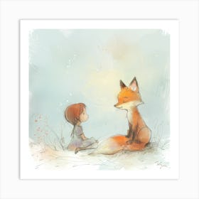 Little Girl And Fox Art Print