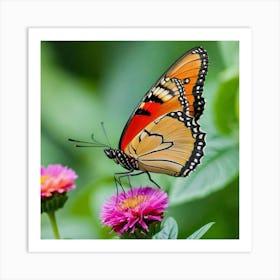 Butterfly On A Flower 7 Art Print