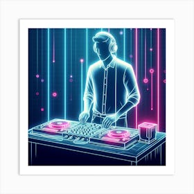 Neon Dj Art Print