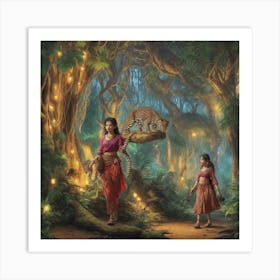 Indian Women In The Forest Art Print