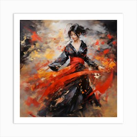 Artjuicebycsaba Japanese Traditional Gheisha Dancer Elaboarate 1 Art Print