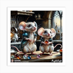 Two Mice In A Kitchen Art Print