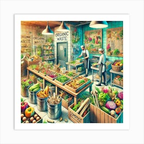 A Vibrant Scene Depicting Zero Waste Initiatives I Art Print