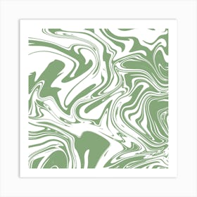 Liquid Contemporary Abstract Light Pastel Green and White Swirls - Retro Marble Swirl Lava Lamp Art Print