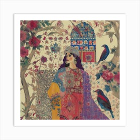 Woman In A garden Art Print