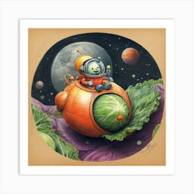 Astronaut In A Cabbage Art Print