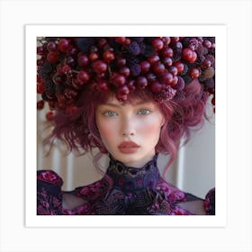 Woman With A Crown Of Berries Art Print