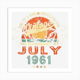 61 Years Old Vintage July 1961 61th Birthday Art Print