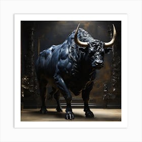 Bull blak Art Print