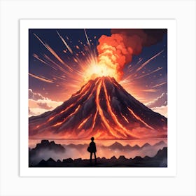 Man Looking At A Volcano Art Print