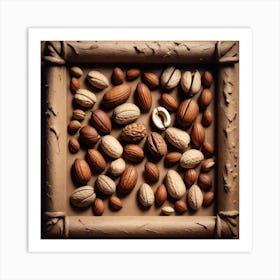 Nuts In A Wooden Frame Art Print