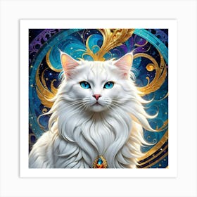 White Cat With Blue Eyes fhh Art Print