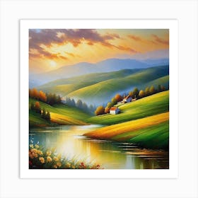 Sunset By The Lake 16 Art Print