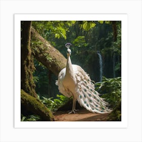 White Peacock In Forest Art Print