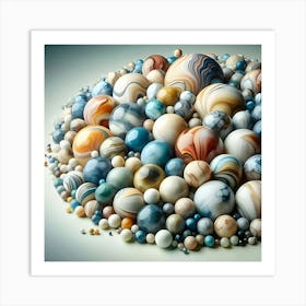 Different Sizes And Color Marbles Display As Abstract Art Art Print