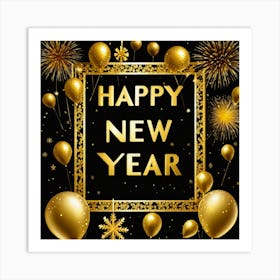 Happy New Year Frame Art Print