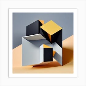 Abstract Geometric Cubes Art Print