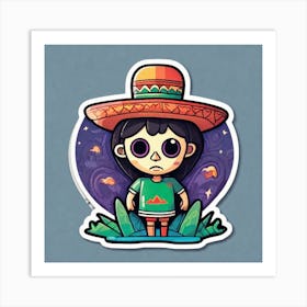 Mexico Sticker 2d Cute Fantasy Dreamy Vector Illustration 2d Flat Centered By Tim Burton Pr (7) Art Print