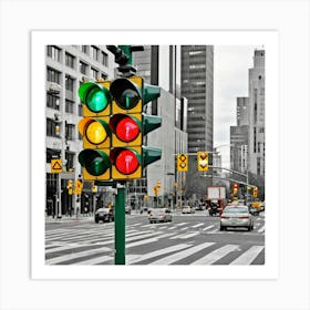 Traffic Lights In Toronto Art Print