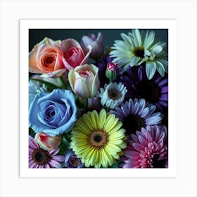 Colorful Flowers Bouquet Art Print