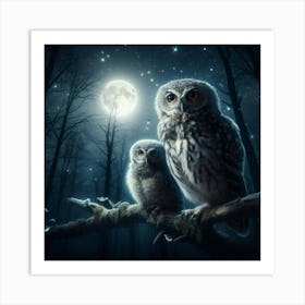 Owls At Night Art Print