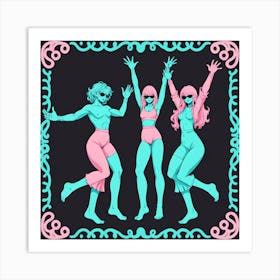 Three Girls In Bikinis Art Print