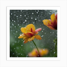 Raindrops On Flowers Art Print