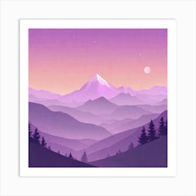 Misty mountains background in purple tone 84 Art Print