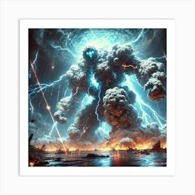 A Sci Fi Depiction Of Brontus, The Cloud Colossus, Charge Overload Art Print