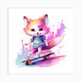 Fox Skateboarder Art Print