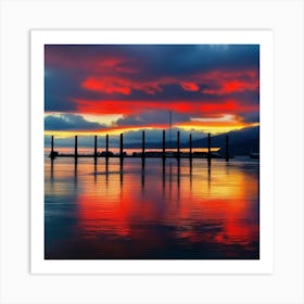 Sunset At The Docks Art Print