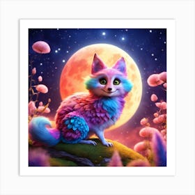 Fox In The Moonlight Art Print