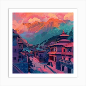 Nepali Village Art Print