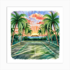 Tennis Court At Sunset Art Print