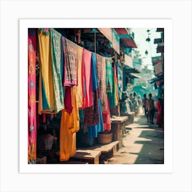 Street Market In India Art Print