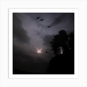 Dark Sky With Birds Art Print