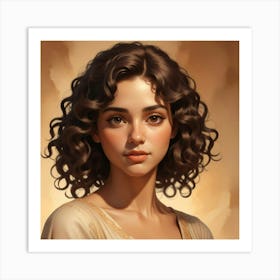 Girl With Curly Hair Art Print