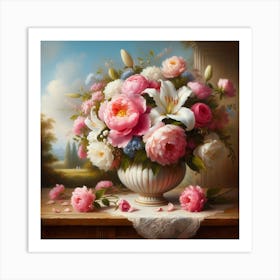 Peonies In A Vase 2 Art Print