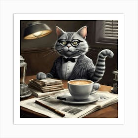 Cat In A Suit 1 Art Print