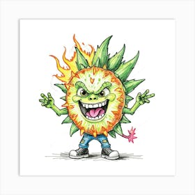 Pineapple With Flames Art Print