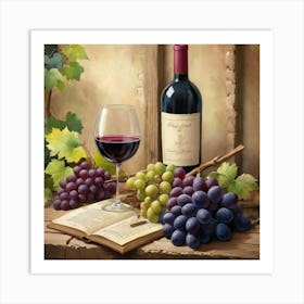 Wine And Grapes art print 3 Art Print