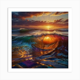 Sunset In The Ocean Art Print